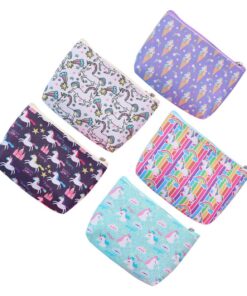 Hemobllo Porte-Monnaie en PU Robuste Motif Licorne pour Usage Quotidien Facile à Porter avec Fermeture Éclair Lot de 5 P