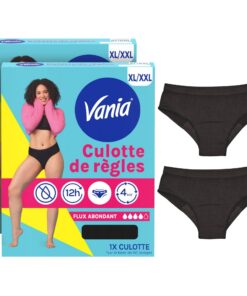 Vania - Culottes de règles abondantes confortables et absorbantes (XL/XXL) - Réutilisables et anti-fuites (Lot de 2)