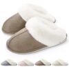 RUVVDR Chaussons Femme Chauds Pantoufle Femme Hiver Confort Doux Antidérapants Faux Daim Chausson Intérieur & Extérieur