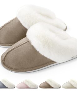 RUVVDR Chaussons Femme Chauds Pantoufle Femme Hiver Confort Doux Antidérapants Faux Daim Chausson Intérieur & Extérieur