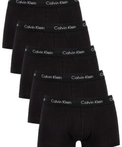 Calvin Klein Boxers Taille Basse, Coton-Élasthanne, Noir pour Homme, Lot de 5, Taille XS, Chic et Comfortables