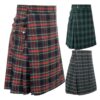 Kilt tartan pour homme haute taille et multifonctionnalité, kilt utilitaire de sport tendance avec sangles en cuir, kilt
