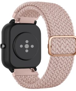 Bracelet Wanme pour Amazfit GTS 2 Mini/GTS 4 Mini 20mm Élastique en Nylon Tressé Réglable, Rose (20mm, Rose)