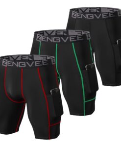 ZENGVEE Shorts de Compression pour Hommes | Cool Dry | Poche Latérale | Idéal pour la Course et l'Entraînement | Taille