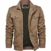 KEFITEVD Veste Cargo Homme Hiver Automne Coupe-vent Coton Fermeture Éclair Plusieurs Poches Col Montant