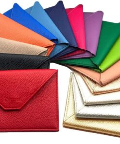 Charmoni Porte-Papiers Voiture en Cuir - Forme Enveloppe - Rouge - Pour Femme et Homme - Cuir - 15x11cm - Permis de Cond