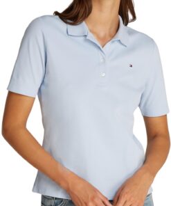 Tommy Hilfiger Polo S/S Femme en Lin Élégant et Comfortablepour le Week-End et le Travail