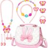 Sac à Main Neuytiky Fille en Cadeau avec Bijoux Set | Sac Bandoulière Enfant Licorne | Sac à Épaulepour Fillettes 3-10 A