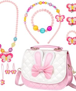 Sac à Main Neuytiky Fille en Cadeau avec Bijoux Set | Sac Bandoulière Enfant Licorne | Sac à Épaulepour Fillettes 3-10 A