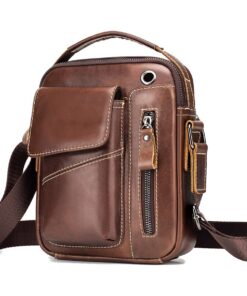 Sacs MannuosiHomme Tendance Épaule Cuir Véritable Besace Loisir Hommes