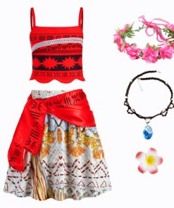[Nouveau] Deguisement Vaiana fille costume Moana robe de princesse avec collier guirlande et fermerture cheveux pour ann