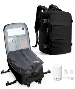 VENATIN Sac à dos voyage bagage cabine à main avec compression et pompe à vide, pour avion 45x36x20 cm noir Sac airbag h
