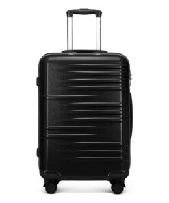 Valise britannique grande taille voyage roulettes 360 degrés sécurité TSA (noir)