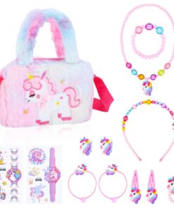 Halinuia Bijoux Licorne Enfants Fille Rose Anniversaire Cadeau Jouet