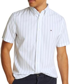**Tommy Hilfiger Chemise Homme Été en Coton - Vêtements Mode pour Homme - T-shirt ligé**