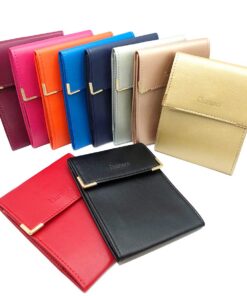 Charmoni étui porte-chéquier doré - compact - 3 emplacements carte bancaire - pour femmes - bureautique - en cuir de vac