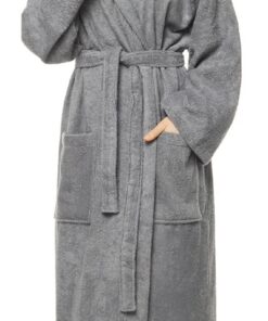 Peignoir de bain Arus pour femmes avec capuchon, longueur cheville, tissu éponge (380 g/m²) 100% coton certifié OEKO-TEX