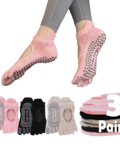 Chaussettes de Yoga Sunolkie Antidérapantes Fitness Pilates pour Femme