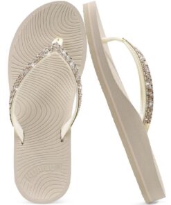 KuaiLu Sandales Femmes Strass Arc Confort Yoga Tapis Indoor Outdoor Plage Voyage Modes Été Orthopédique Slip sur Douleur