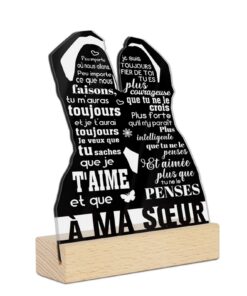 Plaque Acrylique Putuo Cadeau pour Sœur - Décoration Message Inspirant - Bureau et Table