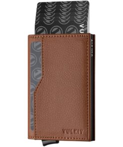 VULKIT Porte-cartes de crédit avec double fenêtre RFID bloquant, pour hommes et femmes | Sac à cartes automatique pop-up