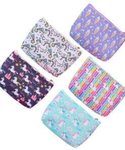 TOVINANNA Sacs De Rangement Licorne Portatif pour Cartes et Petits Objets - 5 Pièces - Motifs Dessins Animés - Idéal pou