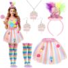 Beipeipeg Déguisements Bonbons Femmes Arc-en-Ciel | Boucles d'Oreilles Collier Tutu Cosplay Accessoires Halloween Noël
