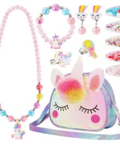 Sac à main VGMANNTA Licorne Enfants Violet - Idéal pour Anniversaires et Cadeaux Fille 4-8 Ans - Accessoires Compris