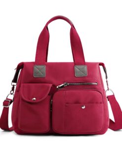 DIRRONA Sac à Main Imperméable Grande Sac Messenger Femmes Du Quotidien École DécontractéNyلون Rouge