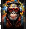 Valise Grande Rigide TSA NoBoringSuitcases.com, 23kg, Taille M (67cm - 72L) - Chimpanzé Noir