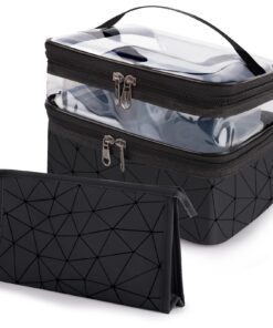 MXTIMWAN Trousse de toilette femme voyage ado fille | Grande capacité & Organisateur | Noir & Transparente