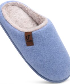 COFACE Chaussures de Maison Homme Hiver Chaussons Chauds en Mousse à Mémoire de Forme Bleu Clair Taille 44