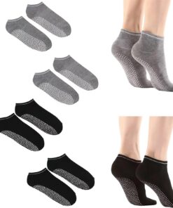 Chaussettes JYNVO Antidérapantes pour Pilates et Danse - Femmes et Hommes, Chaussettes Yoga Anti-glisse 4 Paires