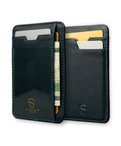 Portefeuille Vaultskin Homme Noir de Jais -Protection RFID, Étui Cartes avec Fenêtre d’Identité, Petit Portefeuille Slim