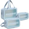 LEcylankEr TrousWith de Toilette Transparente Femme Imperméable pour Voyage, Kit de Maquillage en Voyage, Bleu