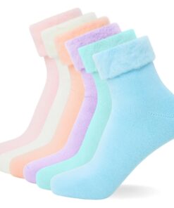 Chaussettes de lit thermiques FM London super douces pour femmes en lot de 6 - Chaud et confortable - Parfaite pour l'hi