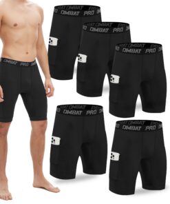 Antoyo Shorts de compression pour homme - Séchage rapide, poche en élasthanne, lot de 5