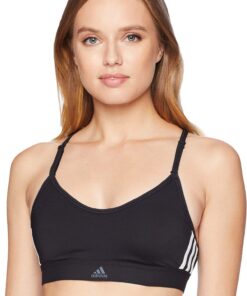 Adidas Training All Me 3 Stripes Bra Soutien-Gorge Femme Blanc ÉlégantStretch Élastique Confortableduring Sport