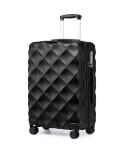 Valise British Traveller Moyenne Noir | Soute 57L Rigide Ultra Légère | Roulettes 360° & Serrure TSA