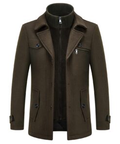 Manteau KUDORO Homme Laine Chaud Mi-Long Hiver Élégant Business