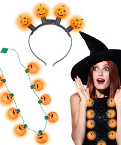 Serre-Tête LED Citrouille Lumineuse Hifot Halloween Femme Enfant Adulte Carnaval Mascarades 2 Pièces