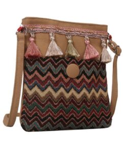 Sac Bandoulière Moguxb Femme Brun Clair Ethnique Bohème Vintage