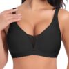 Ganado Brassière sans Armature Femme Profond Col V Dentelle Push up Coton Classique Bralette Sans Coutures