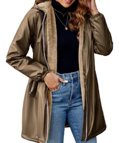 Geschallino Manteau Long et Léger pour Femme en Hiver Chauds à Capuche Doublé Sherpa Veste Chaud et Pratique