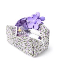 Trousse de Maquillage Aucuu Florale Femme Voyage Capacite Grande Pinceaux Matelasse Matelassée