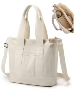 Aucuu Sac Fourre-Tout en Toile pour Femme, Sac à Bandoulière avec Sangle Réglable, Sac à Main pour Travail et Voyages