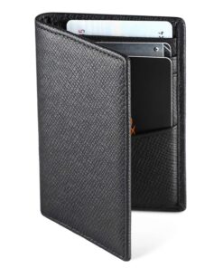 Porte-cartes RFID Blocage Homme en Cuir Véritable, Bifold avec Rangement Cartes et Billets (Noir 2)