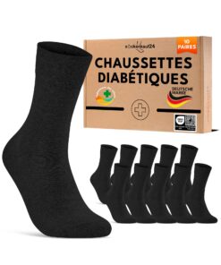 Chaussettes diabétiques sans élastique et sans couture - Lot de 10 paires - Homme et Femme - Coton - OEKO-TEX STANDARD 1