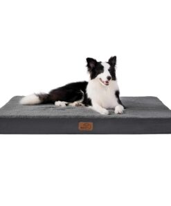 Bedsure Grand matelas pour chien lavable - Matelas orthopédique et oreiller pour panier - Housse amovible en pelucheSher