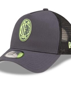 Chapeau New Era A-Frame Mesh Trucker AC Milan Charcoal pour Hommes - Protection du Visage en Mills de Mesh - Sport et Mo